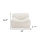 39" Cream Faux Fur And Upholstered Tufted Lounge Chair