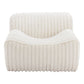 39" Cream Faux Fur And Upholstered Tufted Lounge Chair