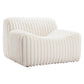 39" Cream Faux Fur And Upholstered Tufted Lounge Chair
