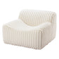 39" Cream Faux Fur And Upholstered Tufted Lounge Chair