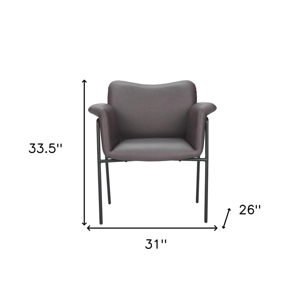 31" Brown And Black Faux Leather And Faux Leather Arm Chair