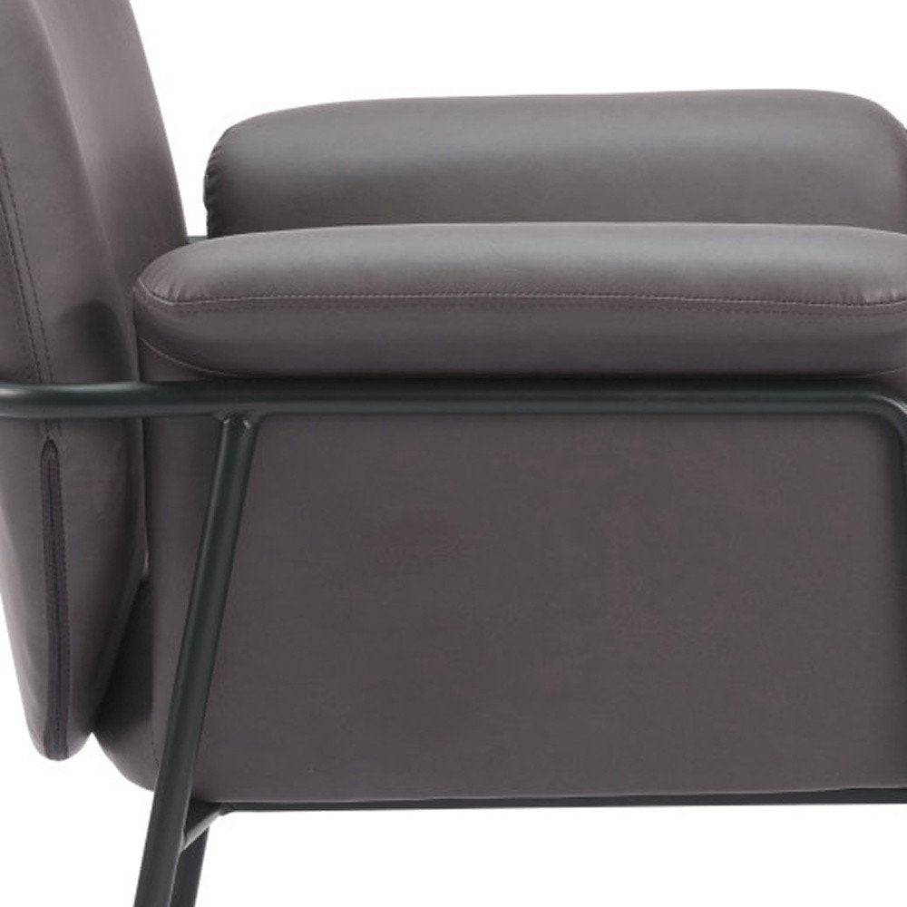 31" Brown And Black Faux Leather And Faux Leather Arm Chair