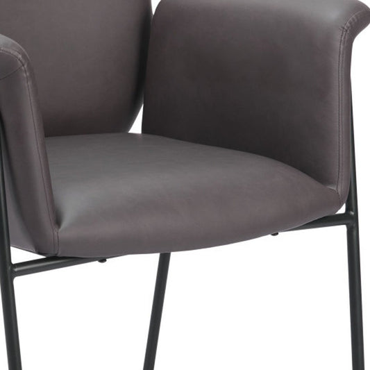 31" Brown And Black Faux Leather And Faux Leather Arm Chair