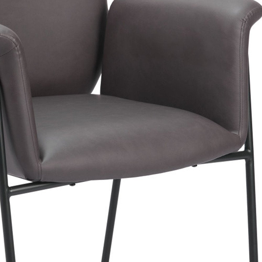 31" Brown And Black Faux Leather And Faux Leather Arm Chair