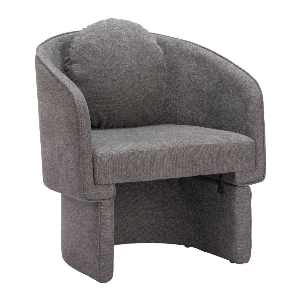 28" Gray Upholstered Club Chair And Toss Pillow