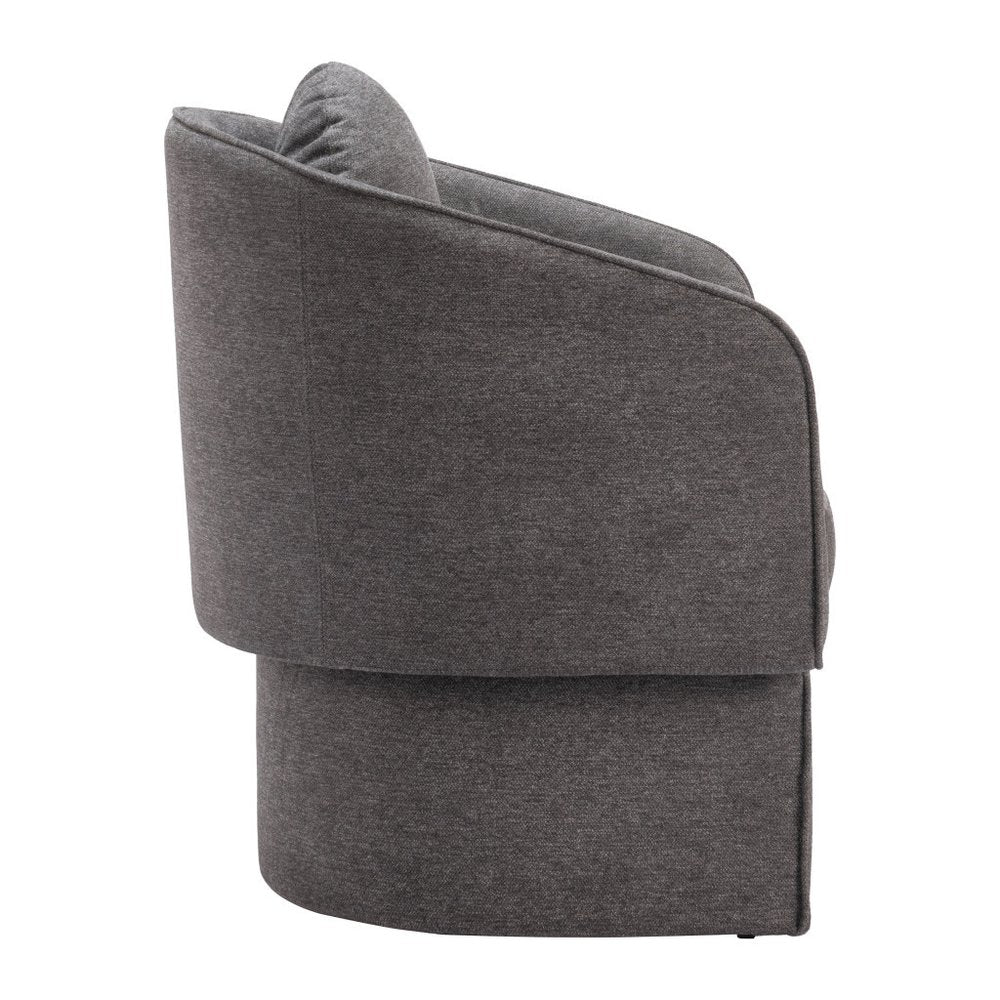 28" Gray Upholstered Club Chair And Toss Pillow