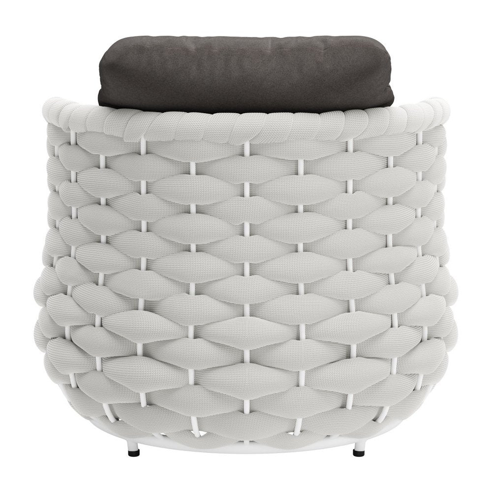 34" Gray And White Fabric Club Chair And Toss Pillow