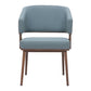 Gray and Walnut Faux Leather Open Back Dining Arm Chair