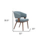 Gray and Walnut Faux Leather Open Back Dining Arm Chair