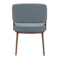 Gray and Walnut Faux Leather Open Back Dining Arm Chair