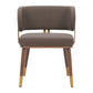 Brown and Walnut Upholstered Faux Leather Curved Back Dining Arm Chair