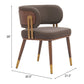 Brown and Walnut Upholstered Faux Leather Curved Back Dining Arm Chair