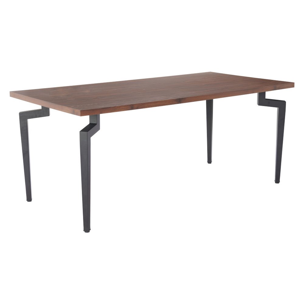 71" Brown and Black Wood and Steel Dining Table
