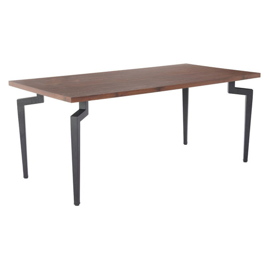 71" Brown and Black Wood and Steel Dining Table