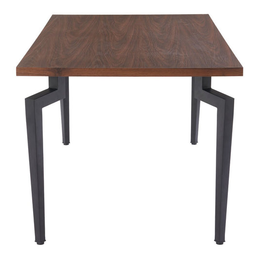 71" Brown and Black Wood and Steel Dining Table