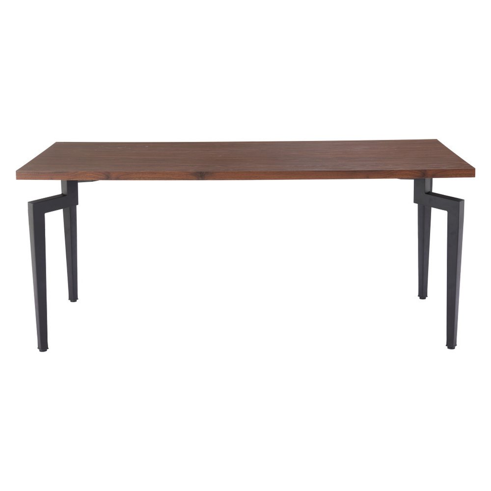 71" Brown and Black Wood and Steel Dining Table