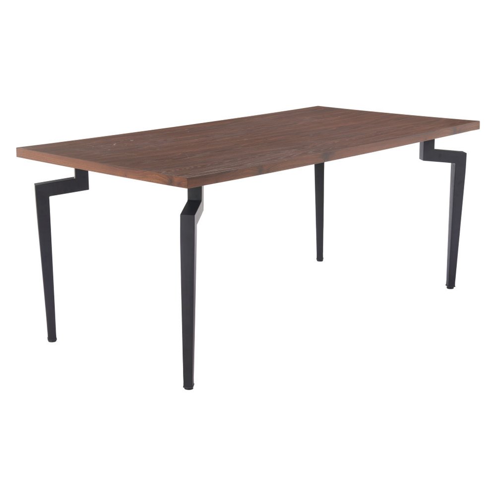 71" Brown and Black Wood and Steel Dining Table
