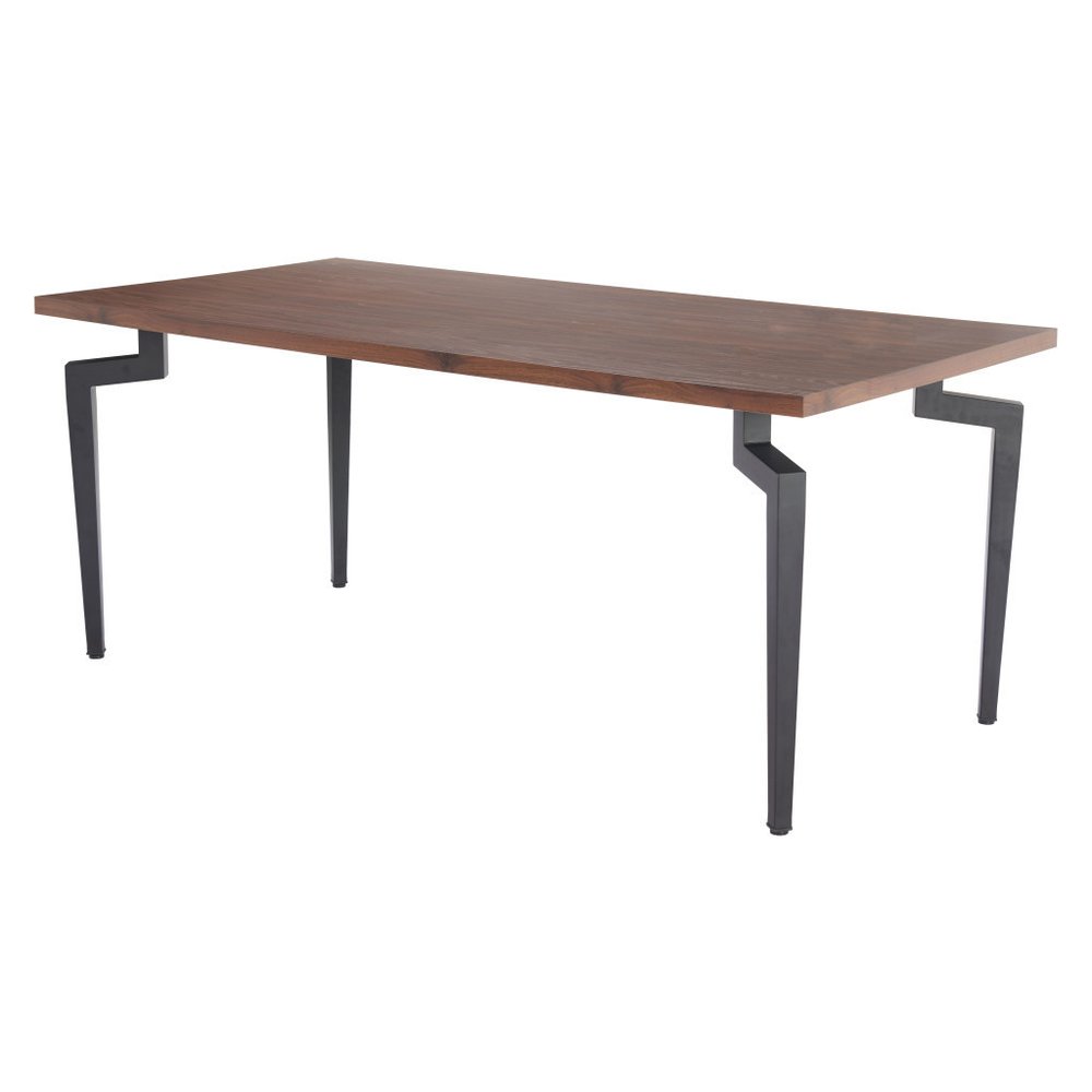 71" Brown and Black Wood and Steel Dining Table