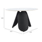48" White and Black Faux Marble and Steel Pedestal Base Round Top Dining Table