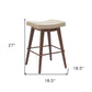 Set of Two 27" Beige and Walnut Faux Leather and Steel Backless Counter Height Bar Chairs