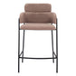 Set of Two 26" Brown and Black Faux Shearling and Steel Counter Height Bar Chairs