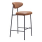 Set of Two 29" Brown and Black Faux Leather and Steel Low Back Bar Height Bar Chairs