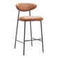 Set of Two 29" Brown and Black Faux Leather and Steel Low Back Bar Height Bar Chairs