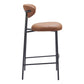 Set of Two 29" Brown and Black Faux Leather and Steel Low Back Bar Height Bar Chairs