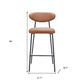 Set of Two 29" Brown and Black Faux Leather and Steel Low Back Bar Height Bar Chairs