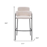 Set of Two 30" Cream and Black Faux Shearling and Steel Bar Height Bar Chairs