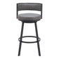 31" Gray and Black Fabric and Steel Low Back Bar Height Swivel Bar Chair