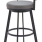 31" Gray and Black Fabric and Steel Low Back Bar Height Swivel Bar Chair