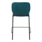 Set of Two 25" Green and Black Velvet and Steel Counter Height Bar Chairs
