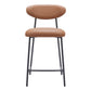 Set of Two 25" Brown and Black Faux Leather and Steel Low Back Counter Height Bar Chairs