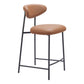 Set of Two 25" Brown and Black Faux Leather and Steel Low Back Counter Height Bar Chairs