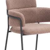 Set of Two 30" Brown and Black Faux Shearling and Steel Bar Height Bar Chairs