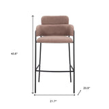 Set of Two 30" Brown and Black Faux Shearling and Steel Bar Height Bar Chairs
