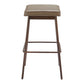 Set of Two 31" Taupe and Walnut Faux Leather and Steel Backless Bar Height Bar Chairs