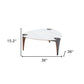 36" White and Black Sintered Stone Faux Leather And Steel Triangle Coffee Table