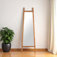70" Natural Solid Wood Leaning Geometric Framed Standing Mirror
