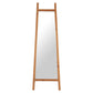 70" Natural Solid Wood Leaning Geometric Framed Standing Mirror