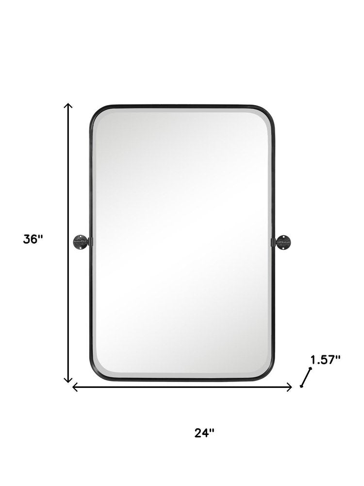 36" Black Metal Adjustable Framed Accent Mirror