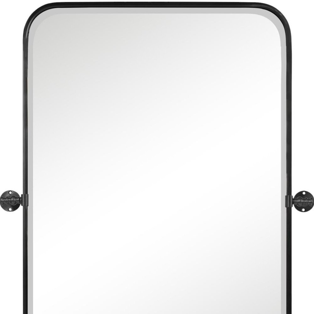 36" Black Metal Adjustable Framed Accent Mirror
