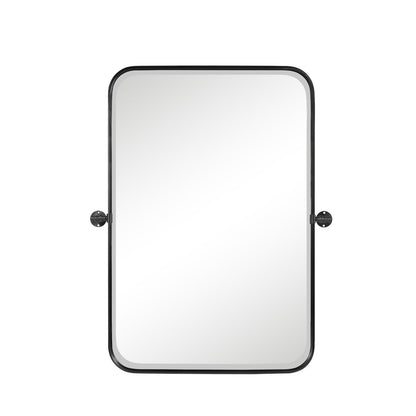 36" Black Metal Adjustable Framed Accent Mirror