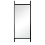 71" Black Solid Wood Ladder Leaning Framed Full Length Mirror