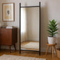 71" Black Solid Wood Ladder Leaning Framed Full Length Mirror
