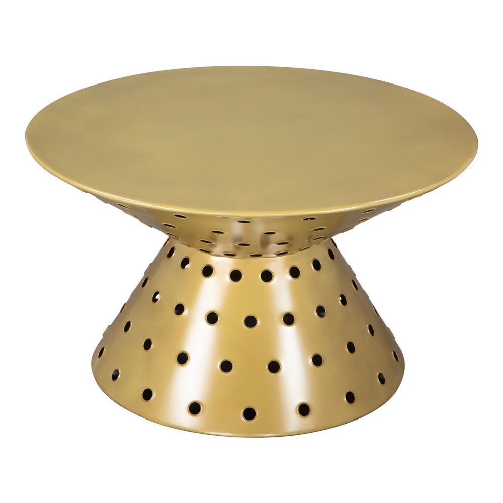 30" Gold Iron Round Pedestal Coffee Table