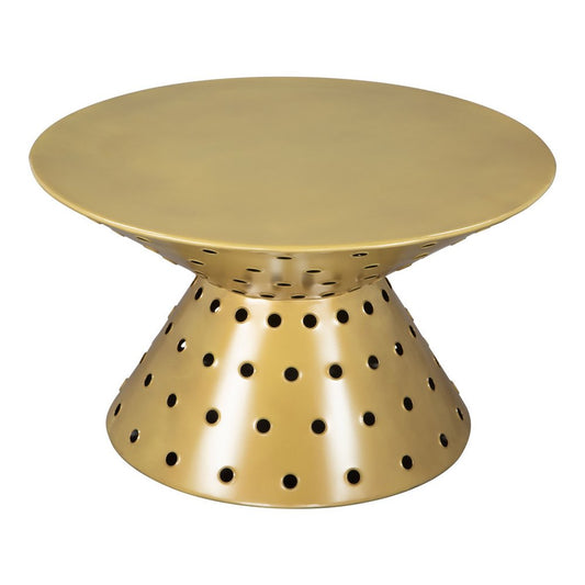 30" Gold Iron Round Pedestal Coffee Table