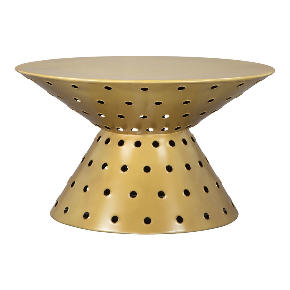 30" Gold Iron Round Pedestal Coffee Table