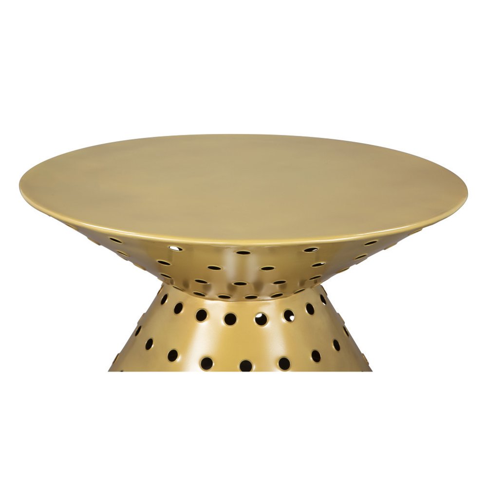 30" Gold Iron Round Pedestal Coffee Table